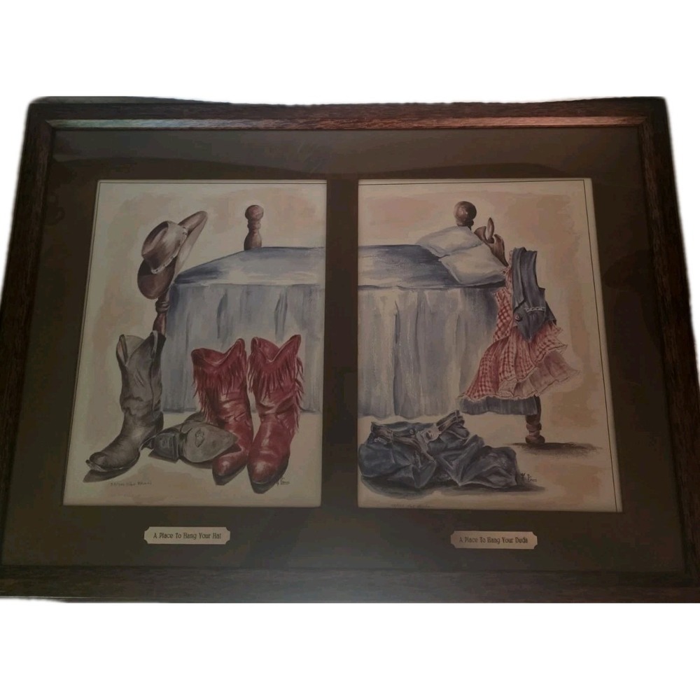 🖼️  Pat Brahs Signed Limited Edition Western Cowboy Art Framed Print Set